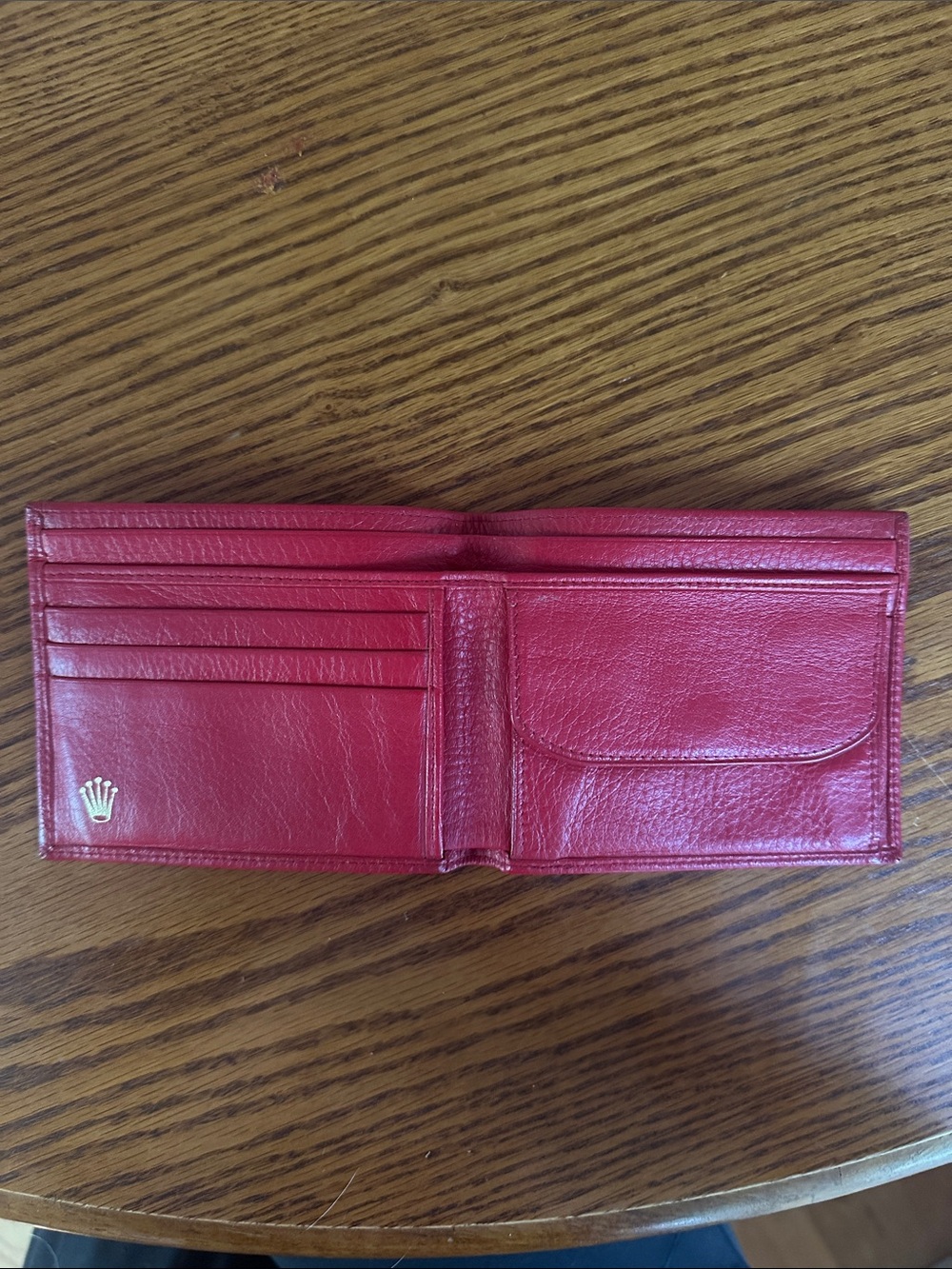 Rolex Red Leather Bifold Wallet